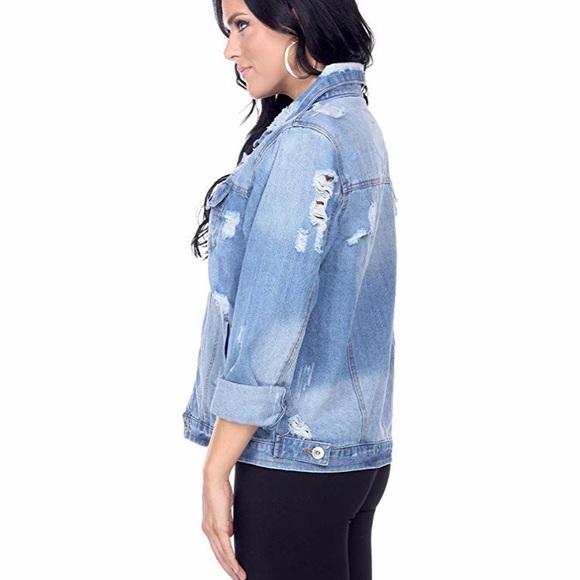 Ci Sono Jackets & Blazers - NEW Distressed Denim Boyfriend Trucker Jacket